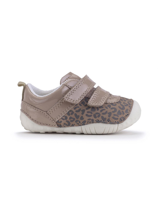 Startrite Little Smile Taupe patent/leopard nubuck