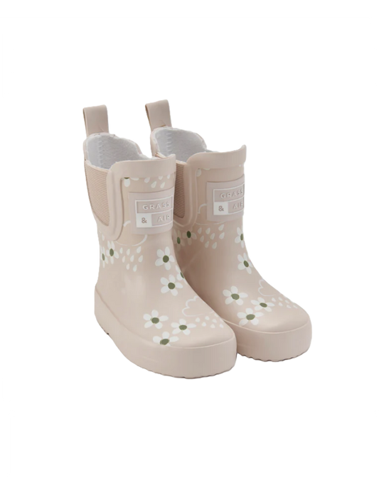 Grass & Air Kids Floral Short Colour Changing Wellie Cream