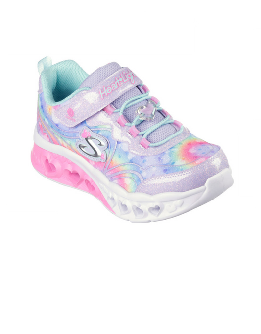 Skechers 303253N LVAQ Flutter Heart Lights - Groovy Swirl - Lavender / Aqua