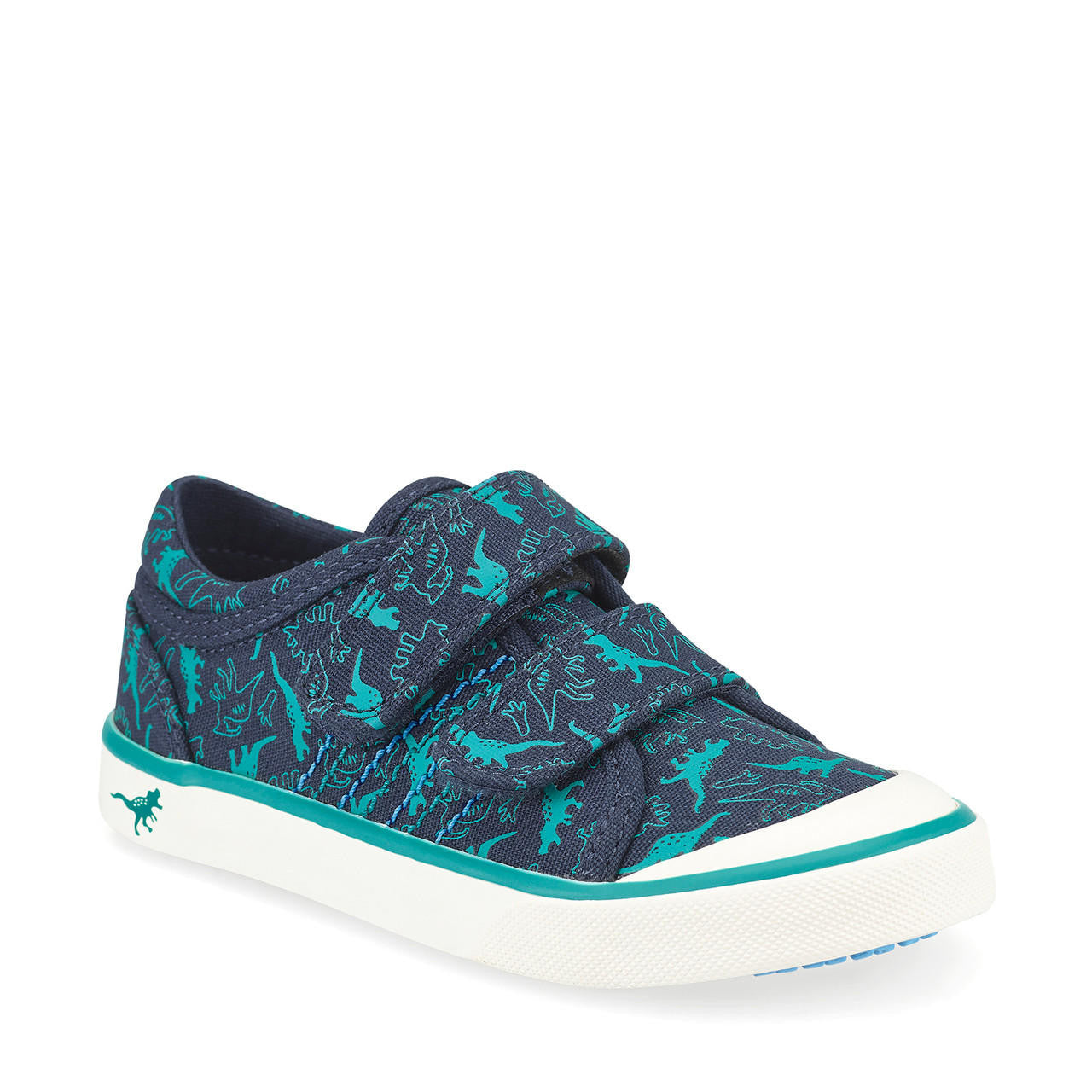 Startrite Jurassic Navy blue dino print boys riptape canvas